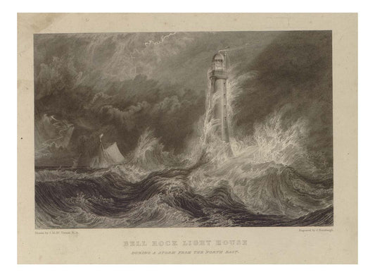Bell Rock Lighthouse, 1824 by John Mallord William Turner RA, 12x8"(A4) Poster