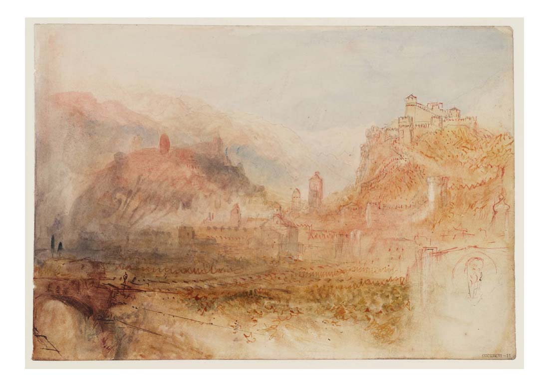 Bellinzona from the South-East, 1843 by John Mallord William Turner RA, 12x8"(A4) Poster