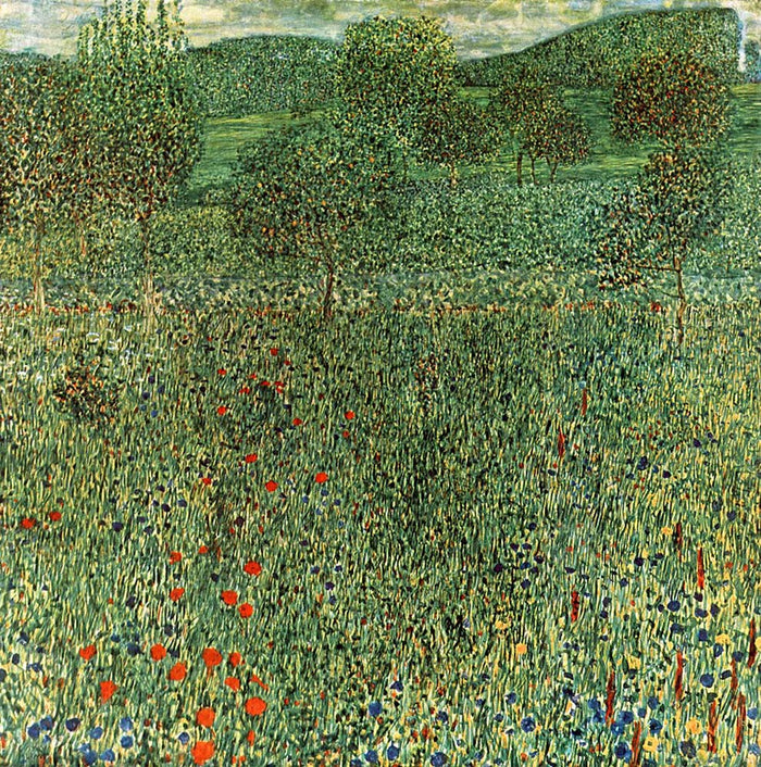 Blooming field - Gustav Klimt - 1909, A4 Poster Print