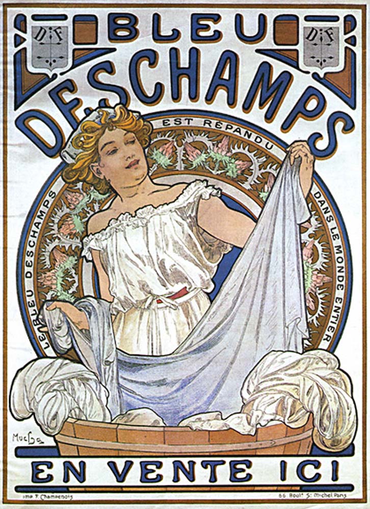 Bluedeschamps vintage artwork by Alphonse Mucha, 12x8" (A4 size) poster print