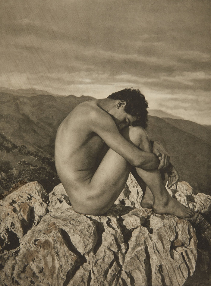 Boy on Rock by Wilhelm von Gloeden, histoic photo, 16x12