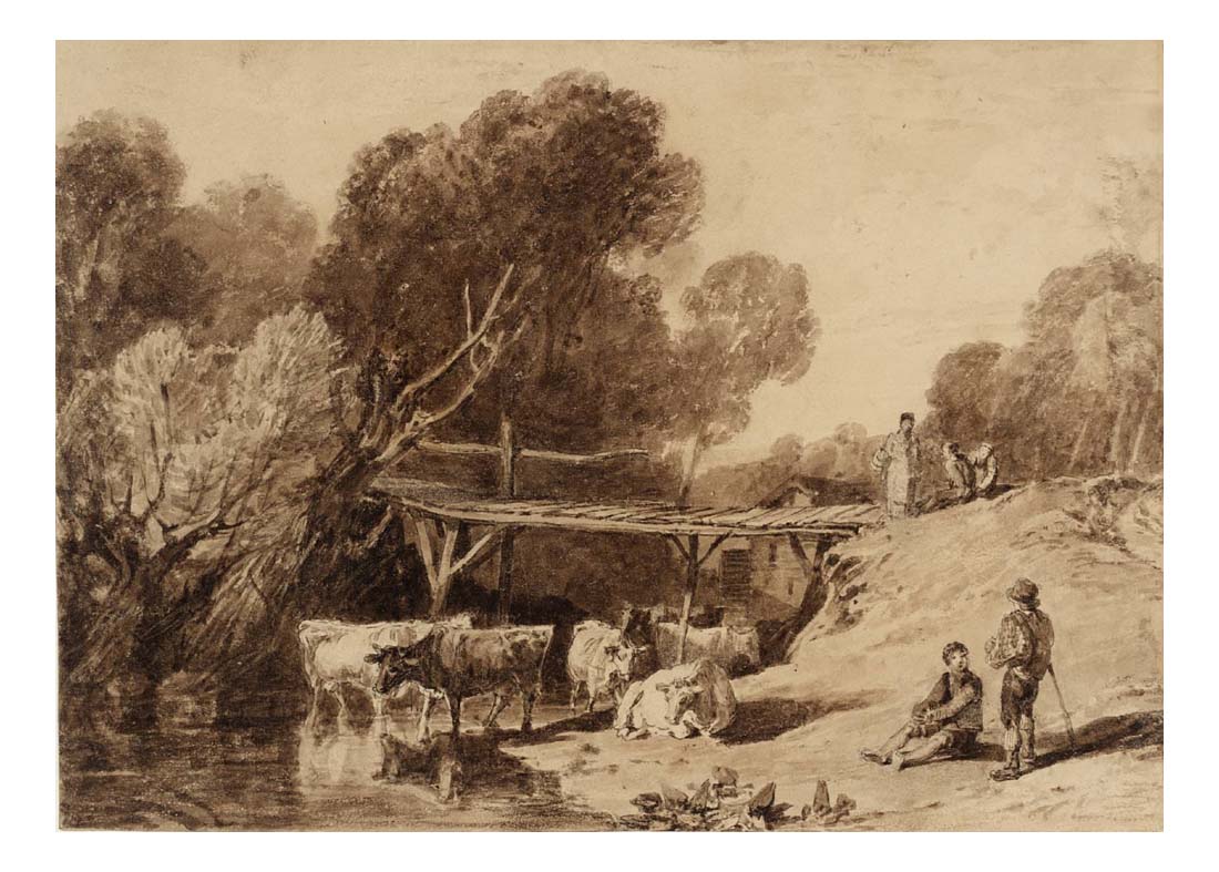 Bridge and Cows, 1806-07 by John Mallord William Turner RA, 12x8"(A4) Poster
