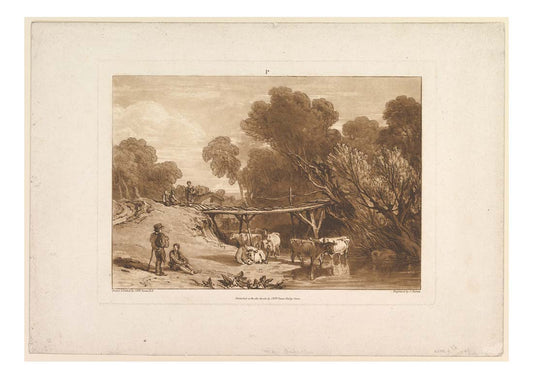 Bridge and Cows, from Liber Studiorum, part I, 1807 by John Mallord William Turner RA, 12x8"(A4) Poster