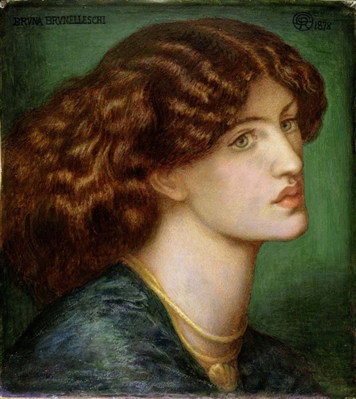Bruna Brunelleschi, 1878 by Dante Gabriel Rossetti, pre-Raphaelite artist, 12x8