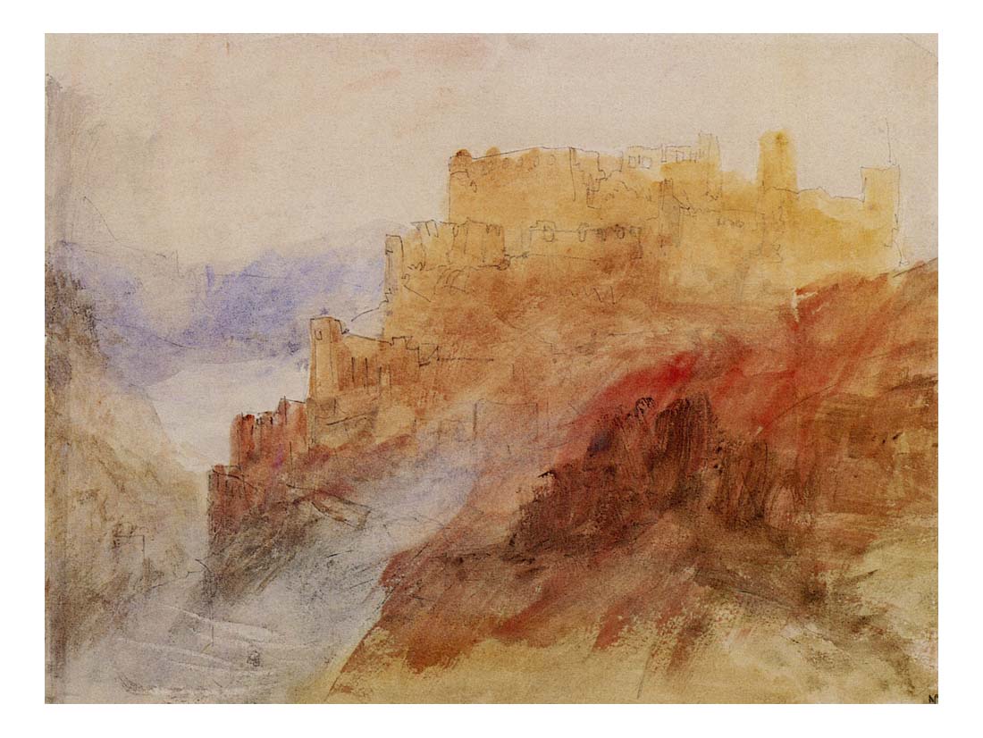 Burg Rheinfels on the Rhine, 1844 by John Mallord William Turner RA, 12x8"(A4) Poster