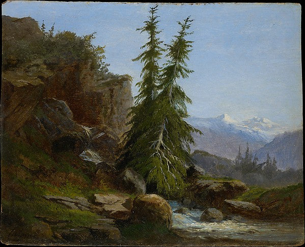 Alexandre Calame:Mountain Landscape Valais Switzerland c1838-16x12"(A3) Poster