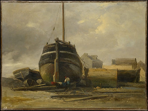 Jules Coignet:Shipyard at Le Havre 1831-16x12