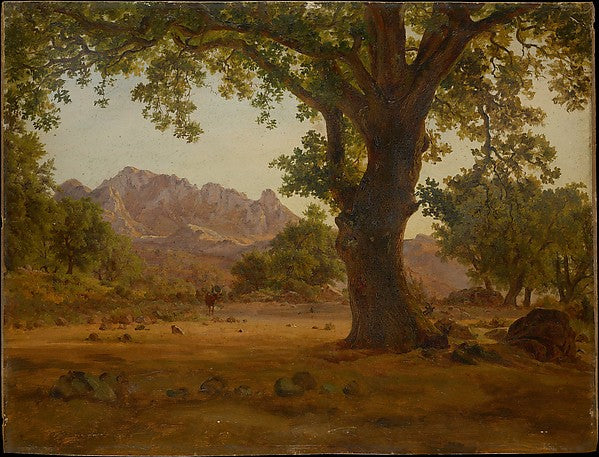 German Painter:Oak Tree in a Mountainous Landscape -16x12"(A3) Poster