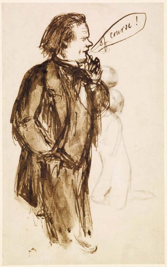 Caricature of William Holman Hunt, 1851-53 by Dante Gabriel Rossetti, English Pre-Raphaelite Painter,12x8"(A4) Poster Print