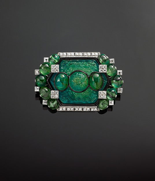 :Brooch with Carved Emeralds and Diamonds by Cartier 1925, m-16x12"(A3) Poster