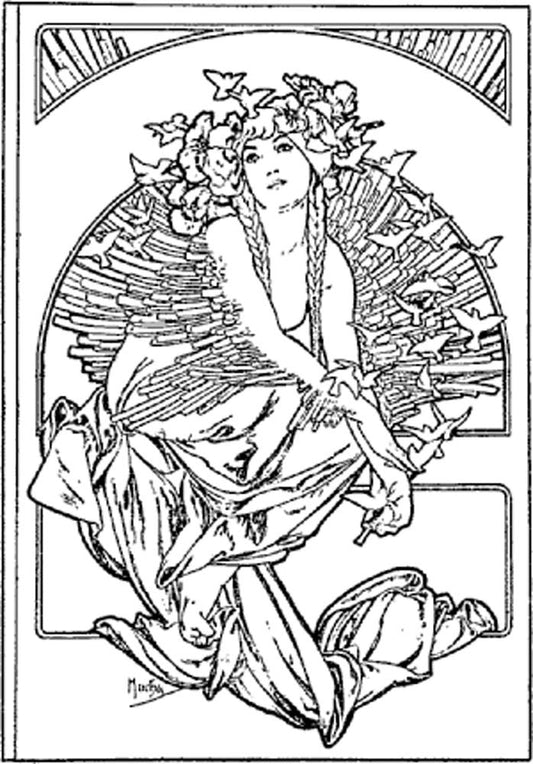 Chansons d'Aieules par Mucha vintage artwork by Alphonse Mucha, 16x12" (A3 size) poster print