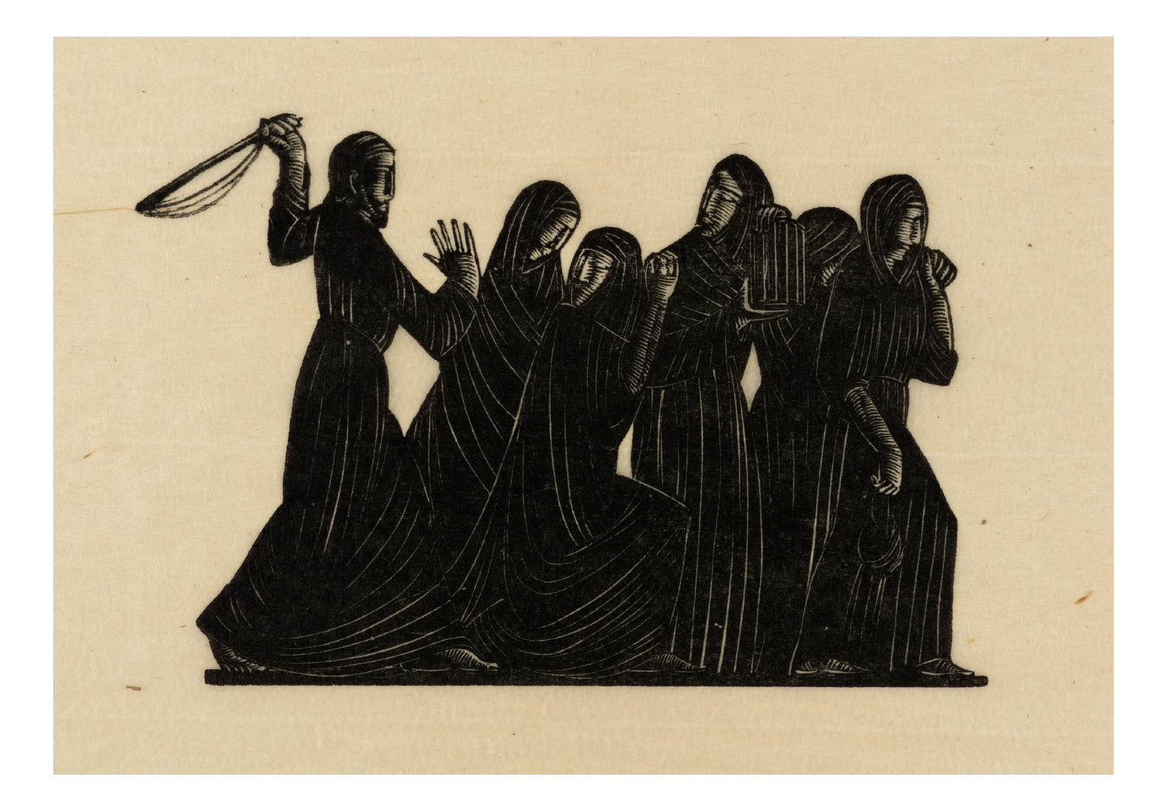 Christ and the Money-Changers1919, vintage art by Eric Gill, 16x12"(A3) Poster Print