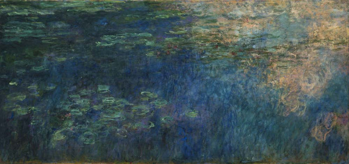 Claude Monet - Reflections of Clouds on the Water-Lily Pond, vintage art, A3 (16x12