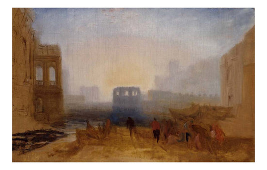 Claudian Harbour Scene, Study for 'Dido Directing the Equipment of the Fleet', 1827-28 by John Mallord William Turner RA, 12x8"(A4) Poster