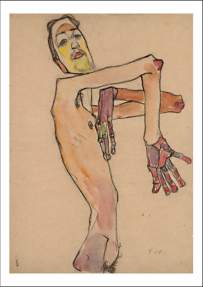 Courtauld Schiele 2-Nude_with_crossed_arms by Egon Schiele, 12x8