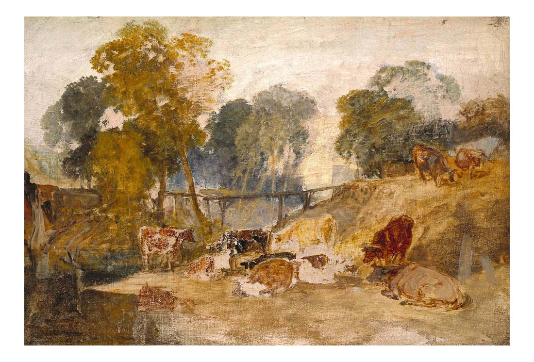 Cows in a Landscape with a Footbridge, 1805-07 by John Mallord William Turner RA, 12x8"(A4) Poster