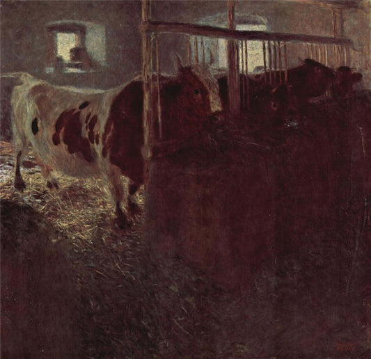 Cows in the barn - Gustav Klimt - 1900-1901, A4 Poster Print