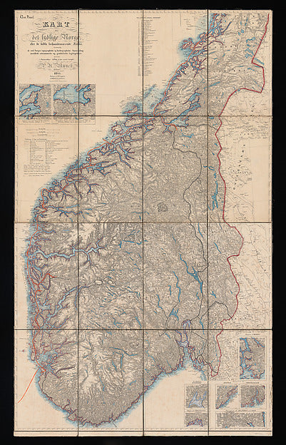 Peter Andreas Munch 1810–1863 Rome):Map of Southern Norway 1-16x12"(A3) Poster