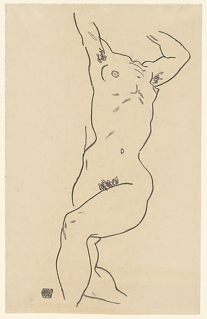 Egon Schiele:Torso of a Reclining Nude 1918-16x12