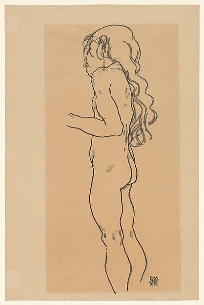 Egon Schiele:Standing Nude Girl Facing Left 1918-16x12"(A3) Poster