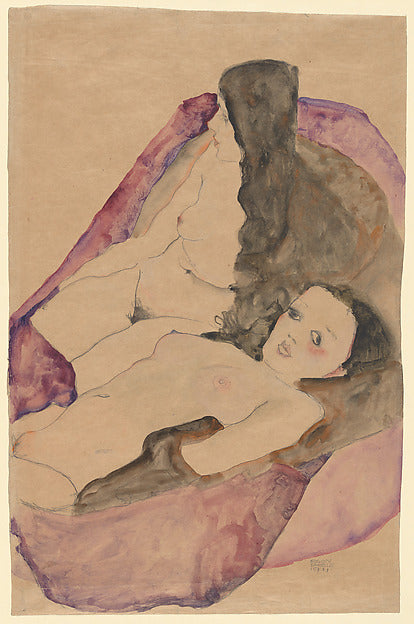 Egon Schiele:Two Reclining Nudes 1911-16x12"(A3) Poster