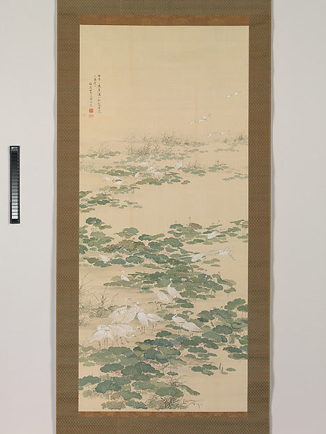 ,Egrets in a Lotus Pond dated 1852-Yamamoto Baiitsu,16x12"(A3)Poster