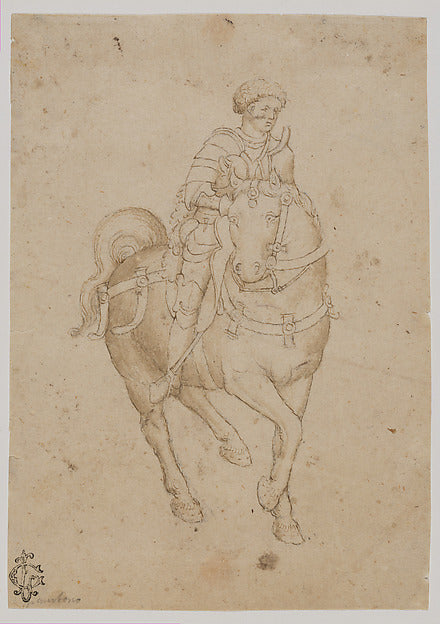 The Veneto:A Warrior on Horseback second quarter 15th centur-16x12"(A3) Poster