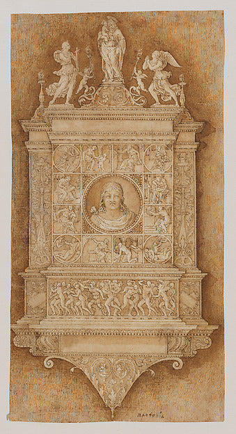 Italian, Lombardy:Design for a Funeral Monument early 16th c-16x12"(A3) Poster