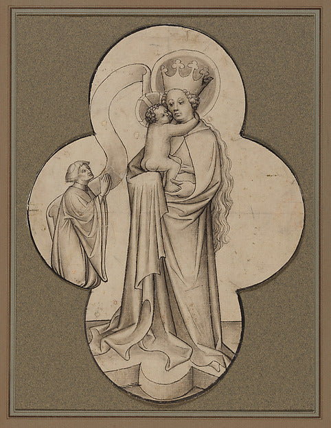 :Virgin and Child with a Kneeling Donor in a Quatrefoil c143-16x12"(A3) Poster
