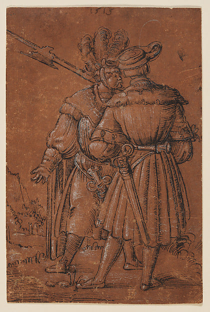 Circle of Erhard Altdorfer:Two Lansquenets 1513-16x12"(A3) Poster