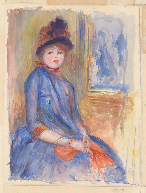 Auguste Renoir:Young Girl in a Blue Dress c1890-16x12"(A3) Poster