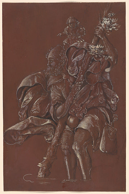 Follower of Hans Baldung Grien:Saint Christopher third quart-16x12"(A3) Poster