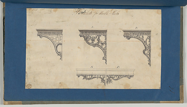 Brackets for Marble Slabs  in Chippendale Drawings  Vol. I 175,  Poster Print Wall Art