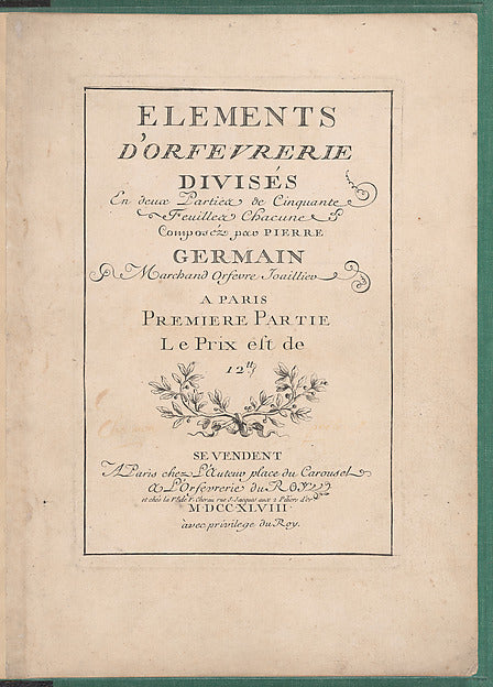 Elements d'Orfevrerie Divisés en deux Parties de Cinquante Feu, Poster Print