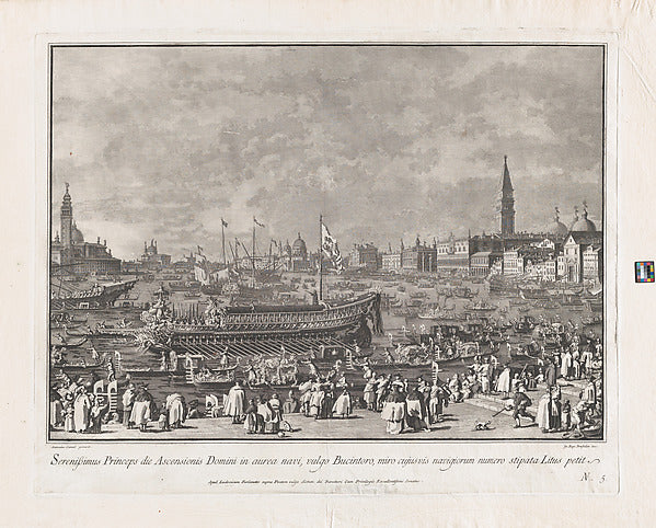 Plate 5 -  The Doge in the Bucintoro Departing for the Porto di,  Poster Print Wall Art