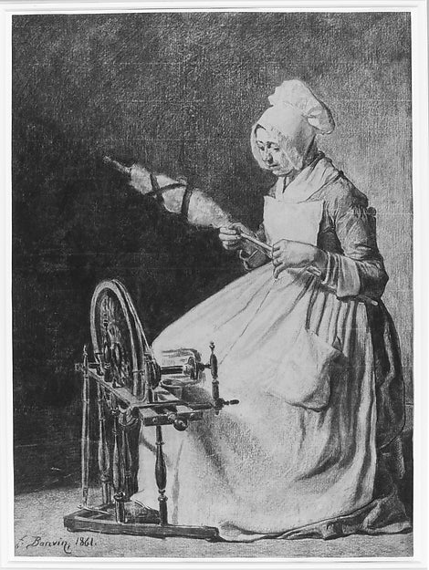 A Woman Spinning Flax 1861-François Bonvin,  Poster Print