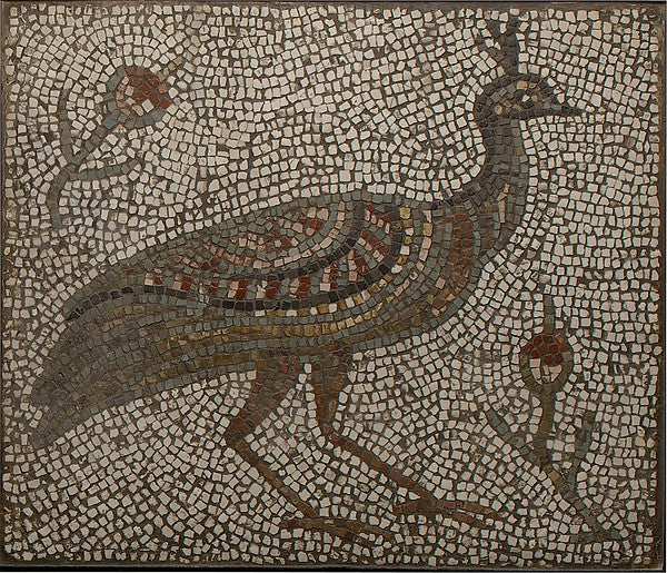 :Mosaic with a Peacock and Flowers 3rd–4th century-16x12"(A3) Poster