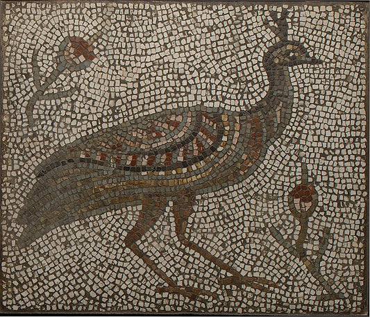 :Mosaic with a Peacock and Flowers 3rd–4th century-16x12"(A3) Poster
