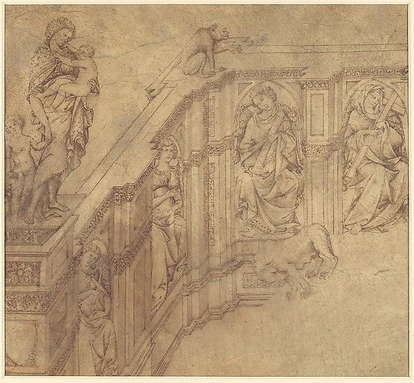 Design Fragment for the Left Side of the 'Fonte Gaia' in Siena,  Poster Print Wall Art