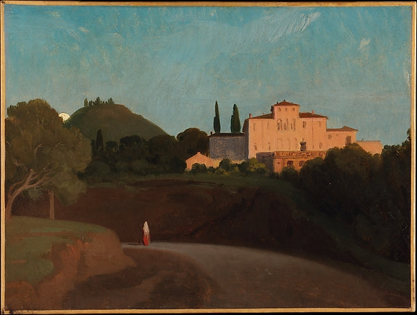 Paul Flandrin:View of the Villa Torlonia Frascati at Dusk c1-16x12
