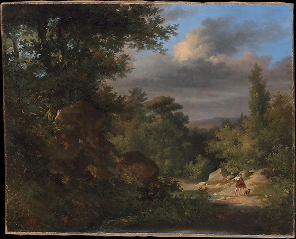 French Painter:Landscape with a Shepherd c1820-16x12