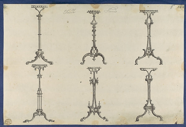 Candle Stands  in Chippendale Drawings  Vol. I 1760-Thomas Chi,16x12