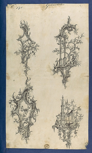 Girandoles  in Chippendale Drawings  Vol. I 1754-Thomas Chippe,  Poster Print Wall Art