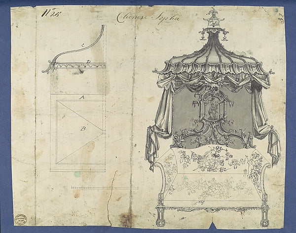 Chinese Sopha [Sofa]  in Chippendale Drawings  Vol. I 1754-Tho,  Poster Print Wall Art