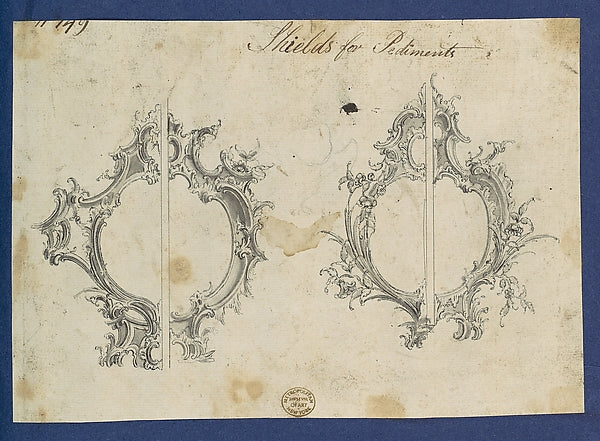 Shields for Pediments  in Chippendale Drawings  Vol. I 1754-Th,  Poster Print Wall Art