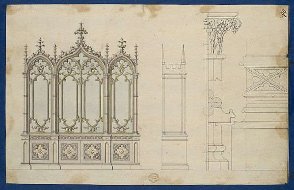 Gothic Bookcase  from Chippendale Drawings  Vol. II 1761-Thoma,  Poster Print Wall Art