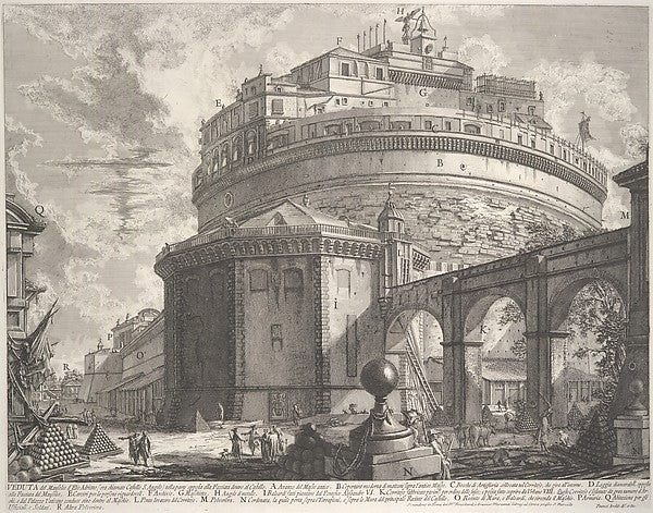 View of the Mausoleum of the Emperor Hadrian  from the rear  f,  Poster Print Wall Art