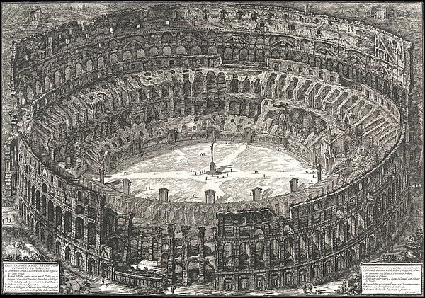Veduta dell'Anfiteatro Flavio detto il Colosseo  from -  'Vedute,  Poster Print Wall Art