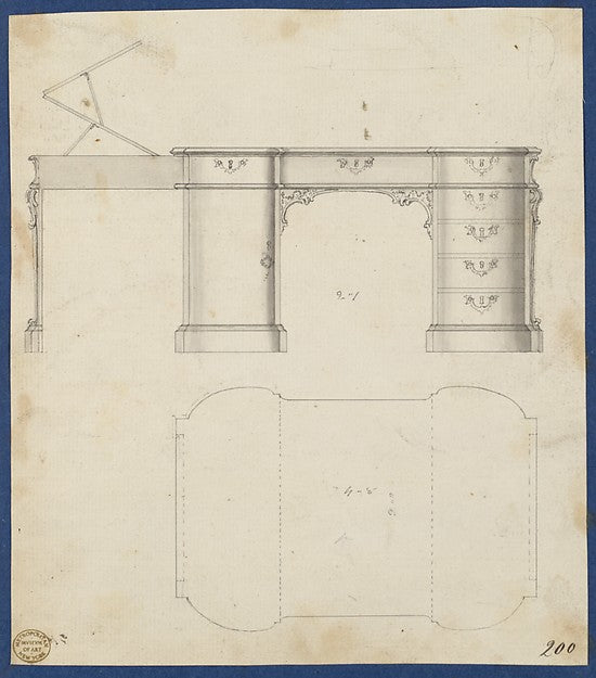 Writing Table  from Chippendale Drawings  Vol. II c1760–70-Tho,16x12"(A3)Poster