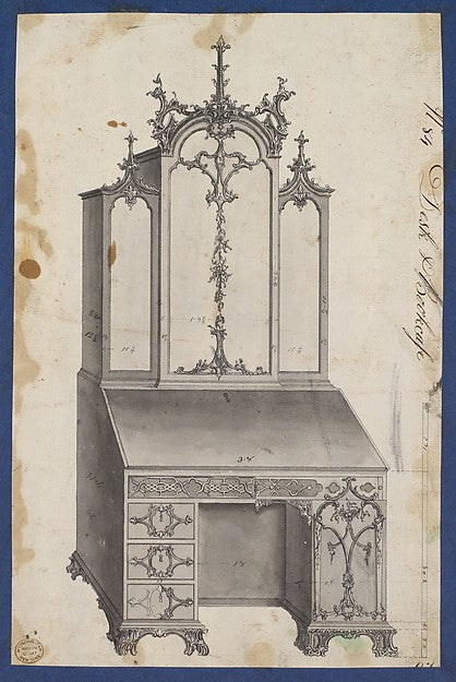 Desk and Bookcase  from Chippendale Drawings  Vol. II 1753-Tho,  Poster Print Wall Art